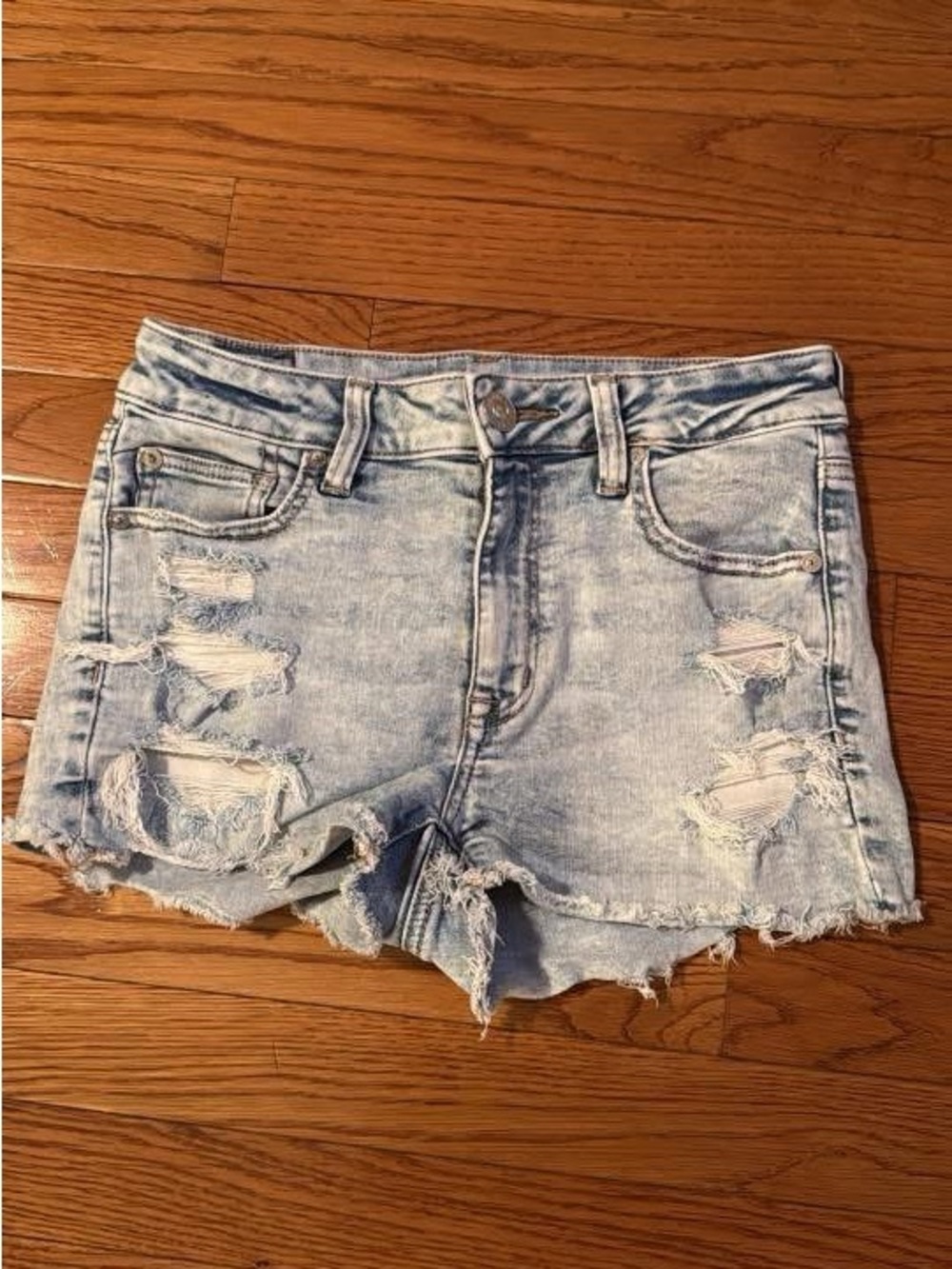 American Eagle Outfitters Light Wash Distressed Denim Shorts
